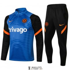 Chelsea Sweat Entrainement Blue Black + Pantalon Black 2021/2022