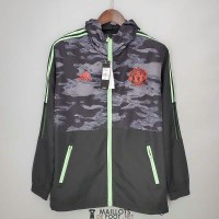 Manchester United Vestes Coupe Vent Black Grey Camouflage 2021/2022