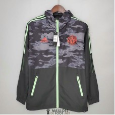 Manchester United Vestes Coupe Vent Black Grey Camouflage 2021/2022