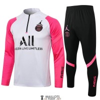 PSG x Jordan Sweat Entrainement White Pink + Pantalon Black 2021/2022